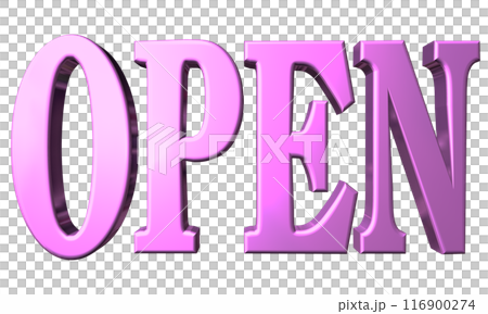 3DCG立体文字「Open/開店記念」パープル,紫,ピンク 116900274