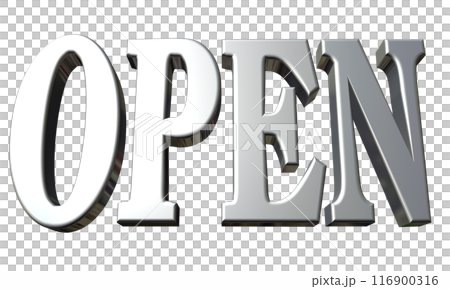 3DCG three-dimensional letters "Open/Opening Commemoration" Silver, Silver 116900316