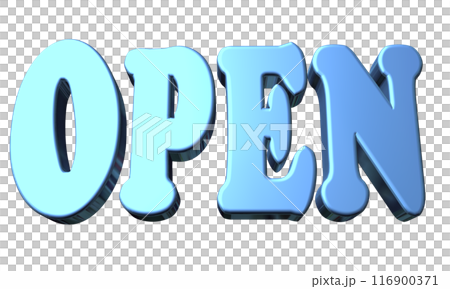 3DCG three-dimensional letters "Open/Opening Commemoration" Blue, Blue 116900371