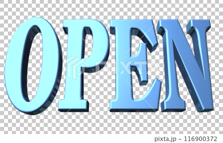 3DCG three-dimensional letters "Open/Opening Commemoration" Blue, Blue 3DCG three-dimensional letters "Open/Opening Commemoration" Blue, Blue 116900372