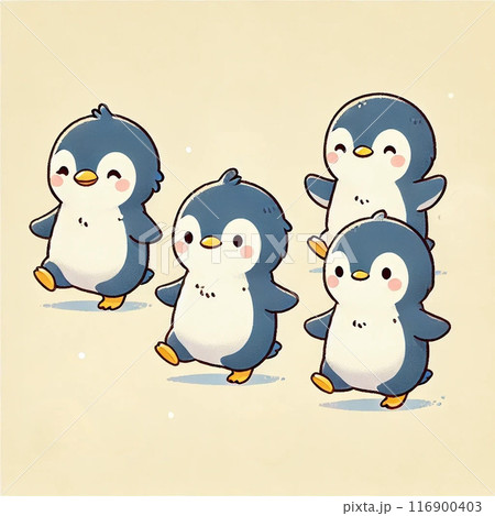 仲良く歩くペンギン 116900403