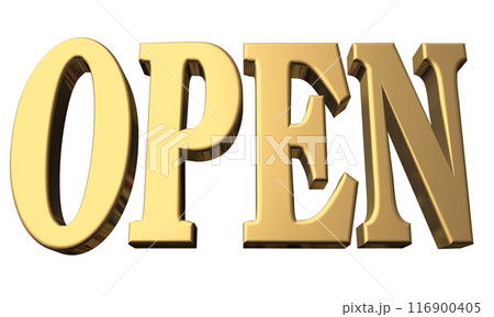 3DCG立体文字「Open/開店記念」ゴールド,金 3DCG立体文字「Open/開店記念」ゴールド,金 116900405