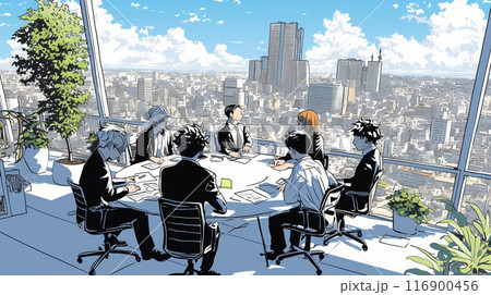 会社で行われているチームミーティング