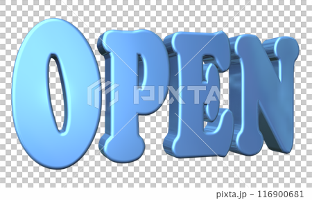3DCG three-dimensional letters "Open/Opening Commemoration" Blue, Blue 3DCG three-dimensional letters "Open/Opening Commemoration" Blue, Blue 116900681