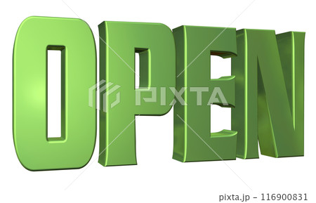 3DCG立体文字「Open/開店記念」グリーン,緑 116900831