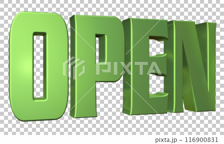 3DCG立体文字「Open/開店記念」グリーン,緑 116900831