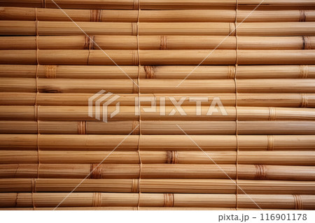 Bamboo weave background, handmade woven wall for interior decoration, textured canvas with intricate pattern, rustic style 116901178
