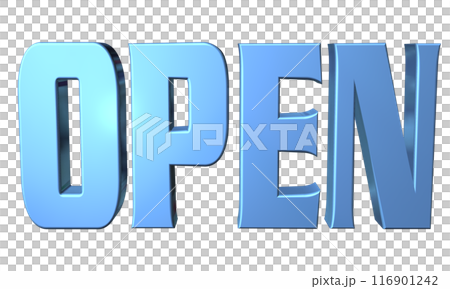 3DCG three-dimensional letters "Open/Opening Commemoration" Blue, Blue 116901242