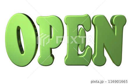 3DCG立体文字「Open/開店記念」グリーン,緑 116901665