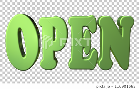 3DCG three-dimensional letters "Open/Opening Commemoration" Green, Green 116901665