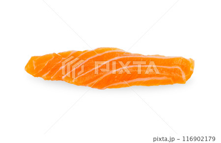 Sliced salmon isolated on white background. 116902179
