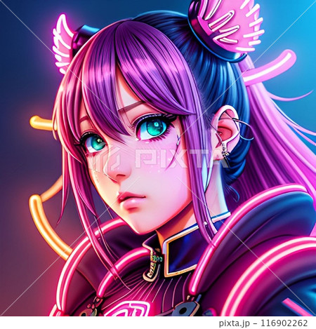 アニメ風の女の子　日本のギャル　マンガ　日本のアニメ キツネダンス 　[AI生成画像] 116902262