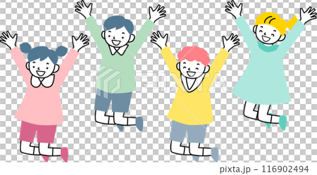 Children jumping with a smile 116902494