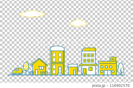 可愛的城市景觀插畫素材 住宅區 住宅區 116902570