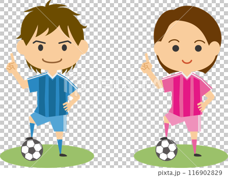 足球員的圖像插圖(男性和女性組) 足球員的圖像插圖(男性和女性組) 116902829