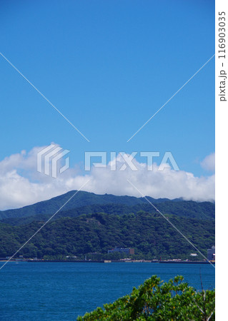 兵庫県淡路島　大浜海水浴場・三熊山方面を望む 116903035