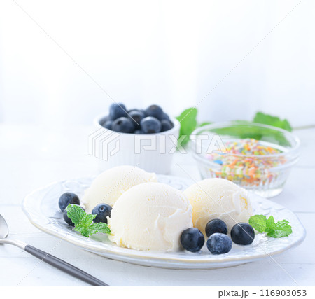 アイスクリームとブルーベリー アイスクリームとブルーベリー 116903053