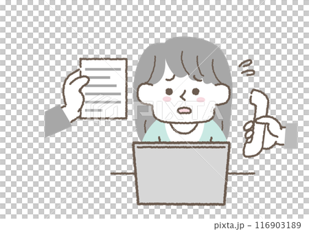 一名女員工因被迫做大量工作而陷入困境的插圖 116903189