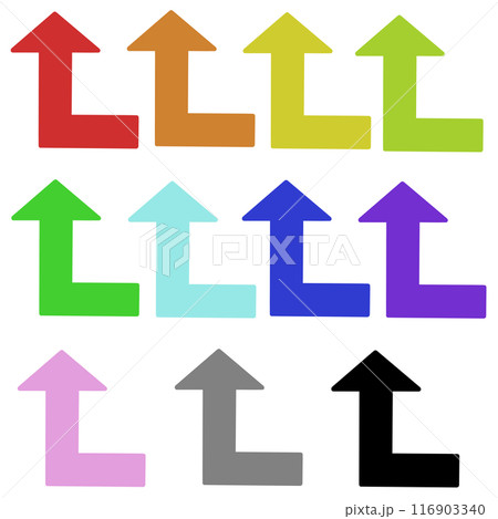 90度に曲がる矢印1（全色セット）（線画なし） 116903340