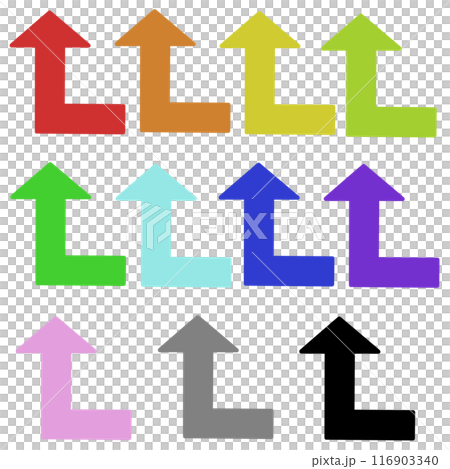 90度に曲がる矢印1（全色セット）（線画なし） 116903340