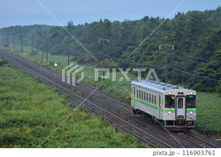 室蘭本線を走るキハ150系普通列車 116903761
