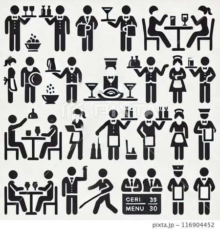 ウェイター.ウェイトレスのピクトグラム ウェイター.ウェイトレスのピクトグラム 116904452