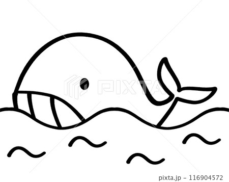 かわいいクジラのキャラクターイラスト素材 116904572