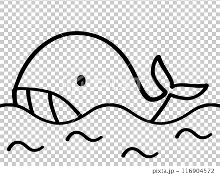 かわいいクジラのキャラクターイラスト素材 116904572