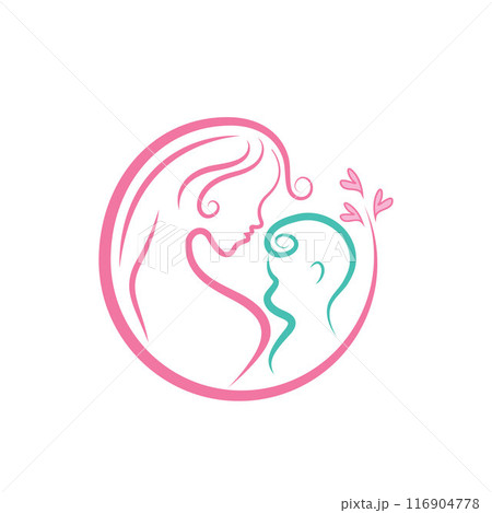 mother and baby icon vector design for midwife branding design 116904778