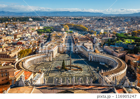 Aerial view of Saint Peter's Square, Vatican, Rome, Italy. 116905247