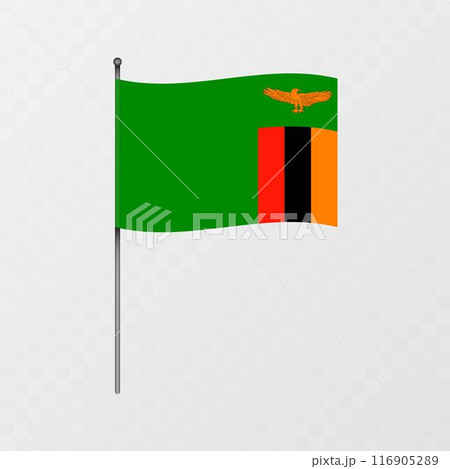Zambia flag on flagpole. Vector illustration. Zambia flag on flagpole. Vector illustration. 116905289