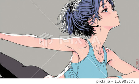 エアロビクスをしている若い女性