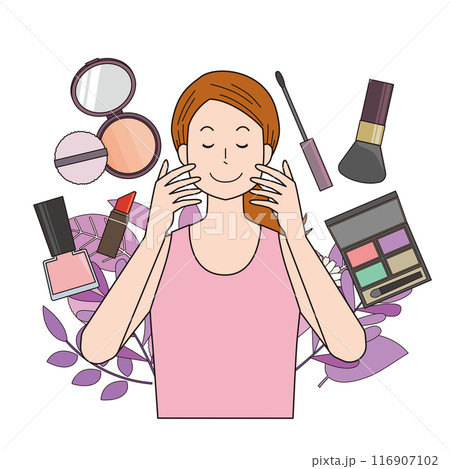 化粧をする女性 化粧をする女性 116907102