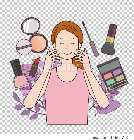 化粧をする女性 化粧をする女性 116907102