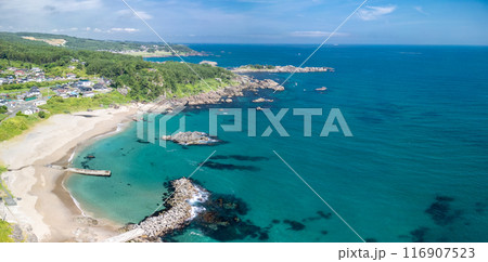 空撮「青森県」ドローンで高岩展望台付近を撮影　種差海岸 116907523