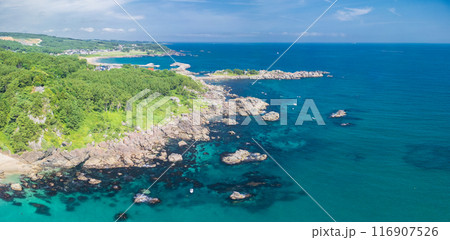 空撮「青森県」ドローンで高岩展望台付近を撮影 種差海岸 空撮「青森県」ドローンで高岩展望台付近を撮影 種差海岸 116907526