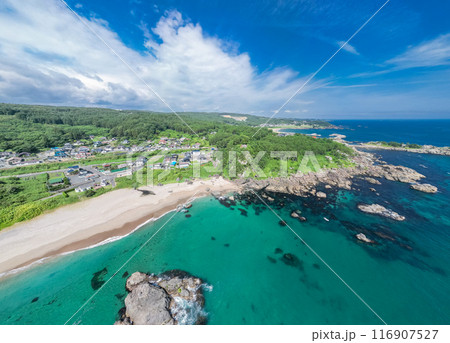 空撮「青森県」ドローンで高岩展望台付近を撮影　種差海岸 116907527