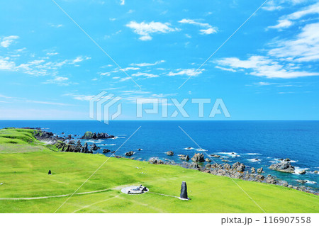 秋田県　男鹿半島　青空の入道崎 116907558
