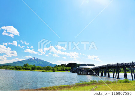 青森県　青空の鶴の舞橋 116907586