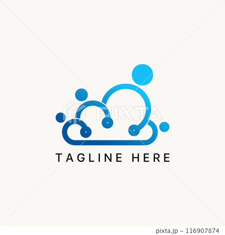 Logo design graphic concept creative premium vector stock unique cloud dots tech people hand in hand. Related to technology relationship net branding Logo design graphic concept creative premium vector stock unique cloud dots tech people hand in hand. Related to technology relationship net branding 116907874