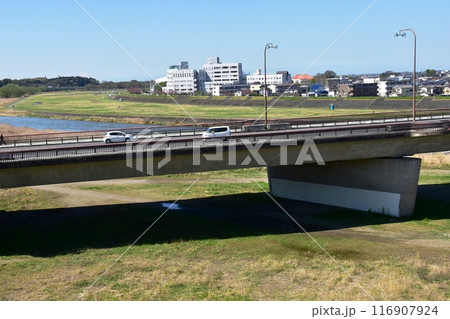 栃木県小山市 思川と観晃橋と河川敷 栃木県小山市 思川と観晃橋と河川敷 116907924