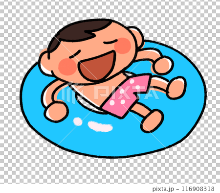 漂浮在花車上的男孩 116908318