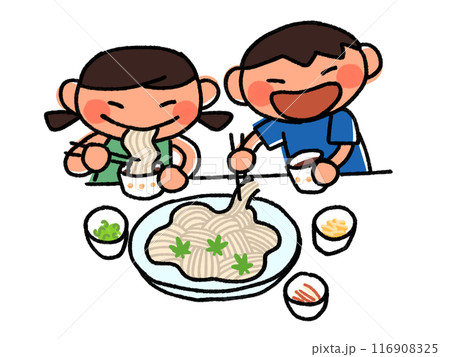 そうめんを食べる子供 116908325