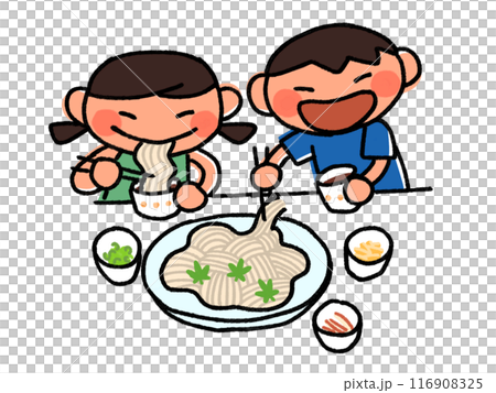 そうめんを食べる子供 116908325