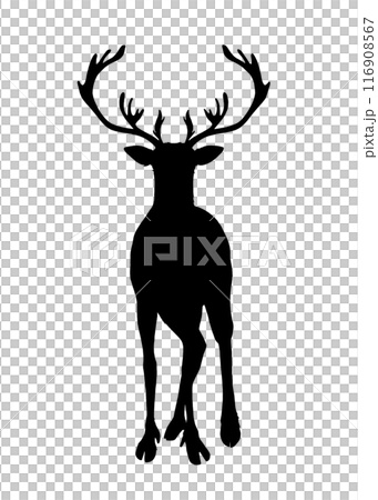大きな角を持つトナカイのシルエット 116908567