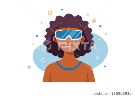 Vector illustration of a woman wearing sunglasses with a cool and confident expression 116908936