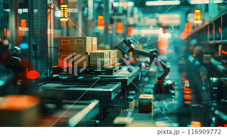 AI and automatic robotic for transport packages in delivery business. AI and automatic robotic for transport packages in delivery business. 116909772