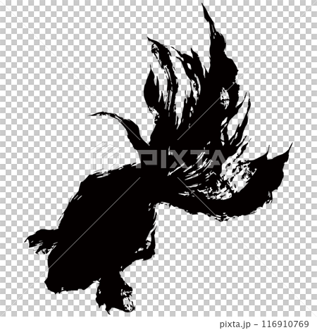 Vector image of a goldfish silhouette seen from directly above 116910769