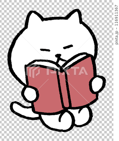 目が細いかわいい白猫のキャラ素材 116911367