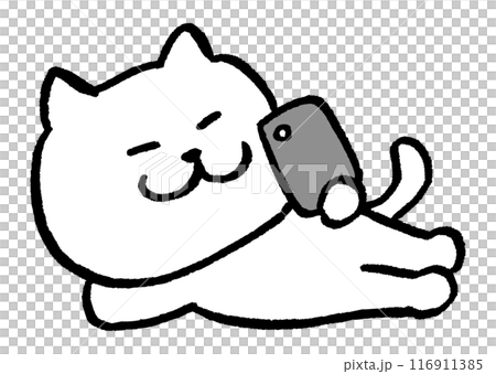 目が細いかわいい白猫のキャラ素材 目が細いかわいい白猫のキャラ素材 116911385